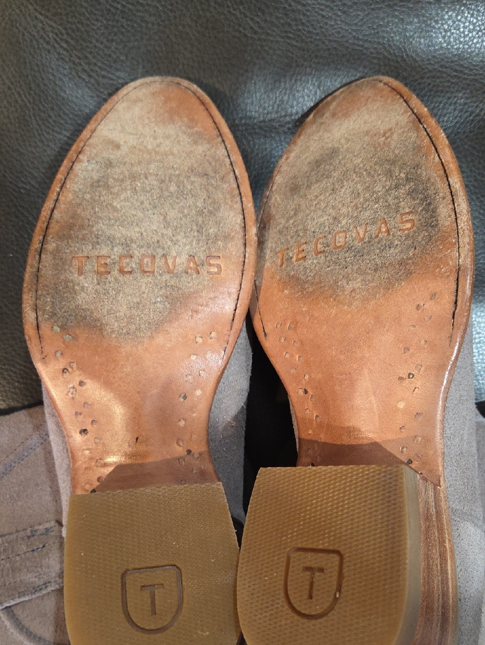 Tecovas Suede Ankle Boots in Light Taupe - Picture 7 of 7